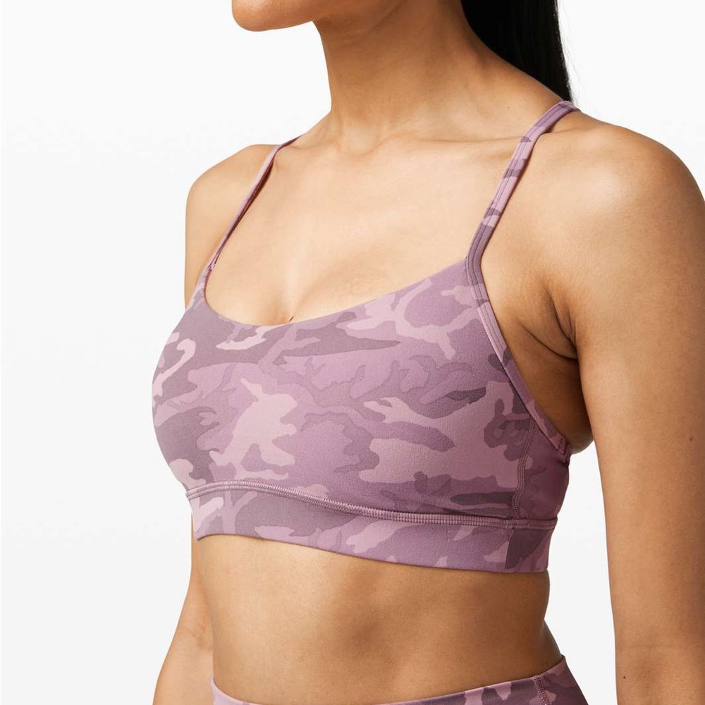 Lululemon Flow Y Bra | Incognito Camo Pink Taupe Multi | Size 8 | Like New